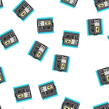 Electrical panel residential vector seamless pattern Stock Illustration