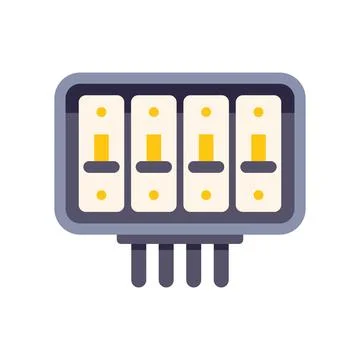 Electrical panel showing circuit breakers controlling power supply Stock Illustration