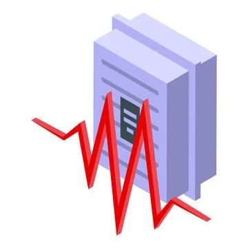 Electrical panel showing energy consumption decrease with red graph Stock Illustration