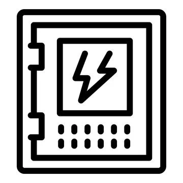 Electrical panel showing high voltage risk with lightning bolt symbol Stock Illustration