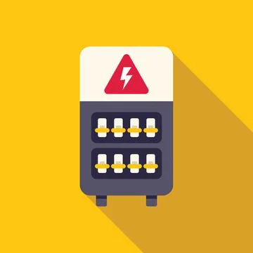 Electrical panel showing high voltage sign with yellow background Stock Illustration