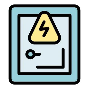 Electrical panel showing high voltage sign and warning about electricity 스톡 일러스트