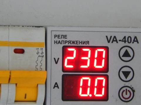 Electrical panel shows voltage Stock Photos