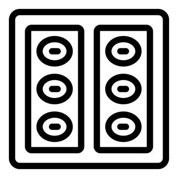 Electrical panel with six sockets showing power supply Stock Illustration
