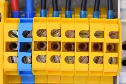 Electrical panel in switchgear cabinet Stock Photos