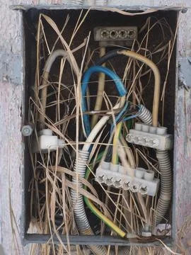 An electrical panel with terminal block for street lighting networks Stockfoto's