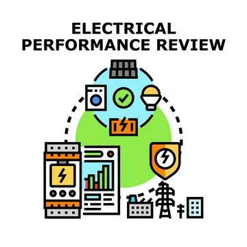 Electrical performance review analyzing energy consumption data Illustrazione stock