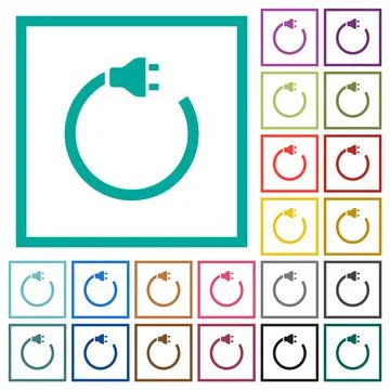 Electrical plug and cord flat color icons with quadrant frames イラスト素材