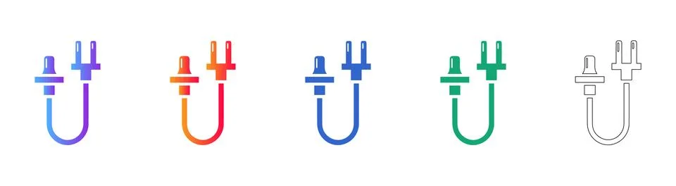 Electrical Plug and Sensor Connector Icons Illustrazione stock