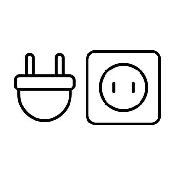 Electrical Plug and Socket Connection Icons in Minimalist Style Design Stock Illustration
