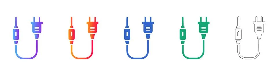 Electrical Plug and Socket Connector Vector Icon Set イラスト素材