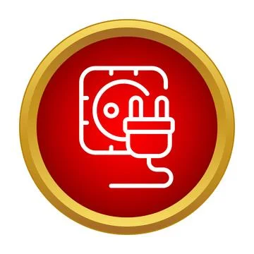 Electrical plug and socket icon on red button 스톡 일러스트