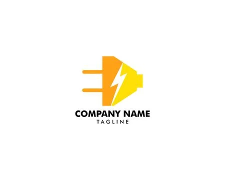 Electrical plug and thunderbolt vector logo design Ilustração Stock