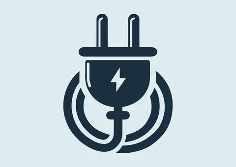 Electrical plug. Black and white vector silhouette Stock Illustration