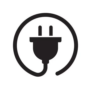 Electrical Plug Black Power Cord Icon Vector Illustrazione stock