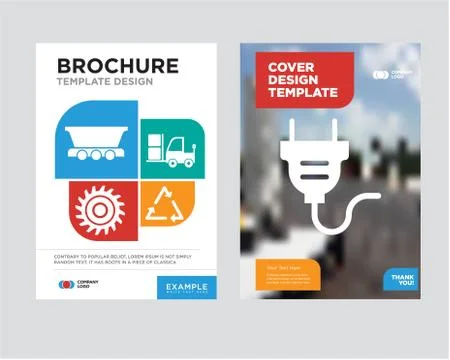 Electrical plug brochure flyer design template Stock Illustration