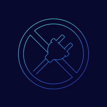 Electrical plug, do not connect linear icon Stock Illustration