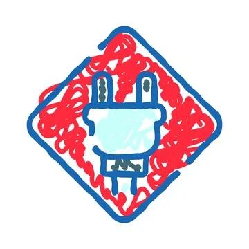 Electrical plug doodle sketch warning symbol イラスト素材