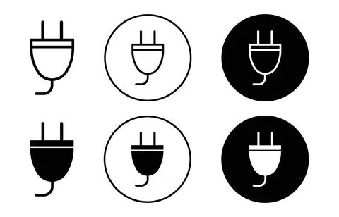 Electrical plug icon Outline flat Icon Stock Illustration