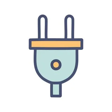 Electrical plug icon. Plug icon in a cartoon style. Represents power supply.. Stock Illustration