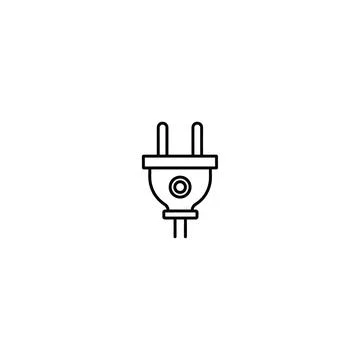 Electrical plug line icon - simple power connector symbol vector Illustrazione stock
