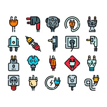 Electrical plugs and sockets connecting energy power Stock Illustration