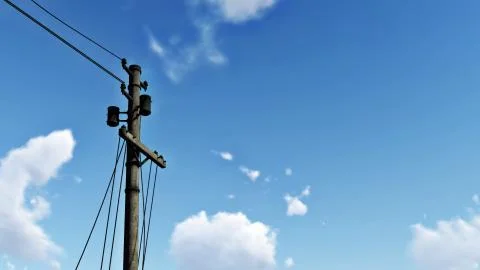 Electrical pole against blue sky close up Stock Illustration