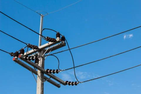 Electrical pole and the sky. Stock Photos