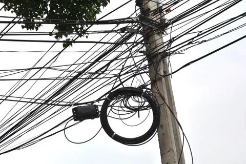 Electrical pole on sky Stock Photos