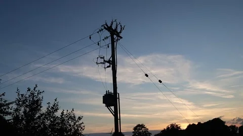 Electrical pole sunset. Stock Footage 286252624