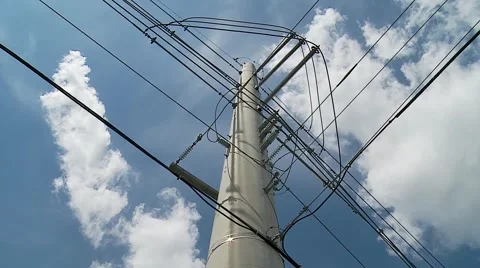 Electrical Pole w-High Voltage Lines.mp4 Stock Footage 62988650