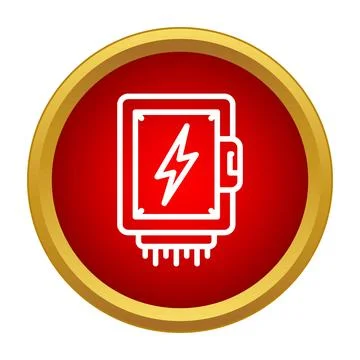 Electrical power box icon with lightning bolt symbol Stock Illustration