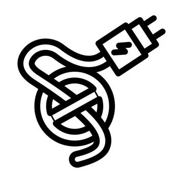 Electrical power cable plug tangled knot outline Illustrazione stock