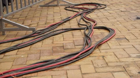 Electrical Power Cables on Ground at an Event Stock Footage 50804099