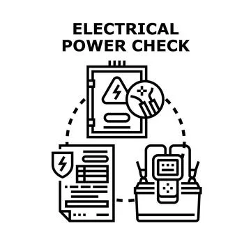 Electrical power check, safety, and maintenance process Illustrazione stock