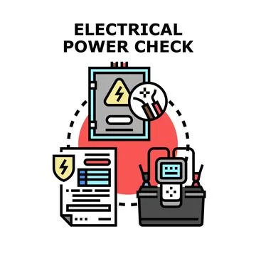 Electrical power check, safety, and maintenance process Stock Illustration