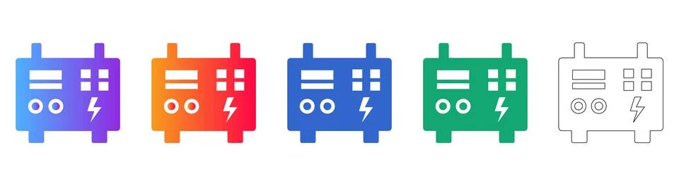 Electrical Power Control Panel Icon Set Stock Illustration