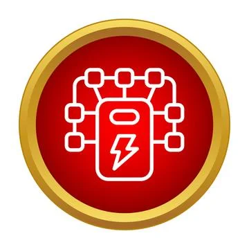Electrical power distribution system icon red button Stock Illustration
