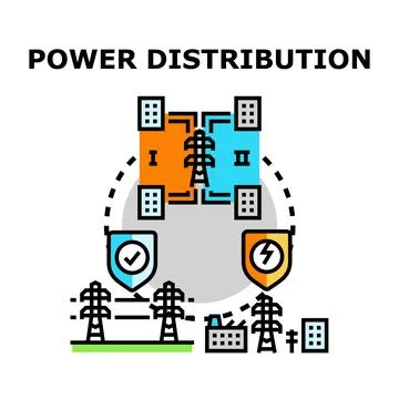 Electrical power generating distributing and supplying concept Stock Illustration