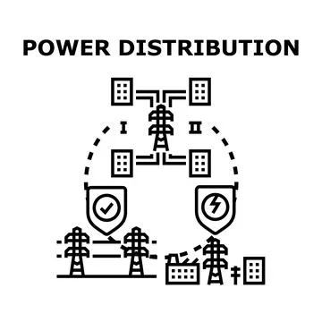 Electrical power generating distributing and supplying concept Stock Illustration