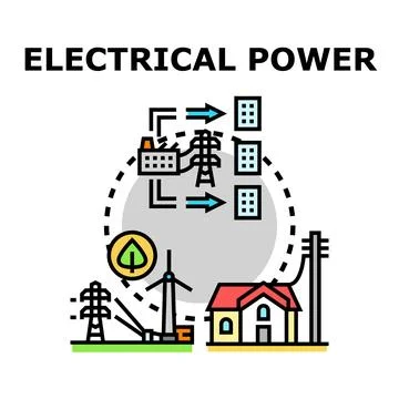 Electrical power generation and distribution network concept Stock Illustration
