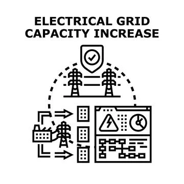 Electrical power grid capacity increasing concept illustration Stock Illustration