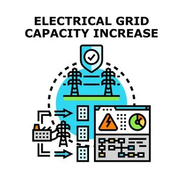 Electrical power grid capacity increasing concept illustration Stock Illustration