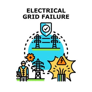 Electrical power grid failure and protection concept Illustrazione stock