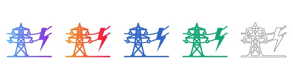 Electrical Power Grid Infrastructure Icons 库存插图
