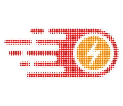 Electrical Power Halftone Dotted Icon with Fast Rush Effect Stock Illustration
