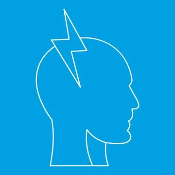 Electrical power in human head icon, outline style Ilustração Stock