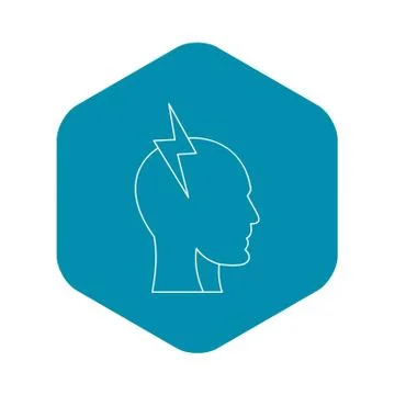 Electrical power in human head icon, outline style Ilustração Stock