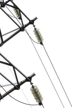Electrical power insulators on white background. Stock Photos