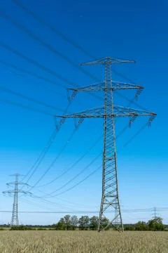 Electrical power lines Stock Photos